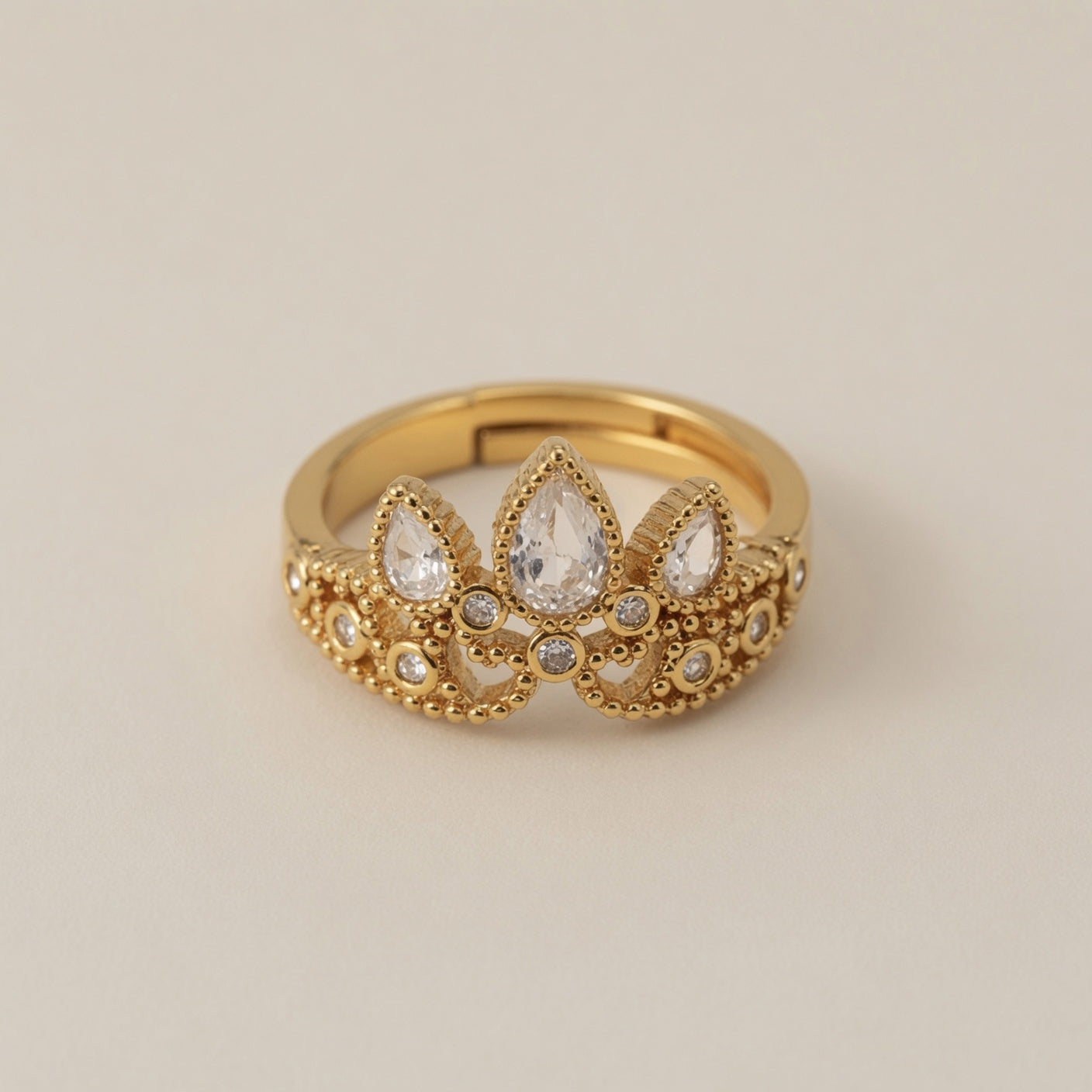 Copper Zirconia Pearl Adjustable Ring