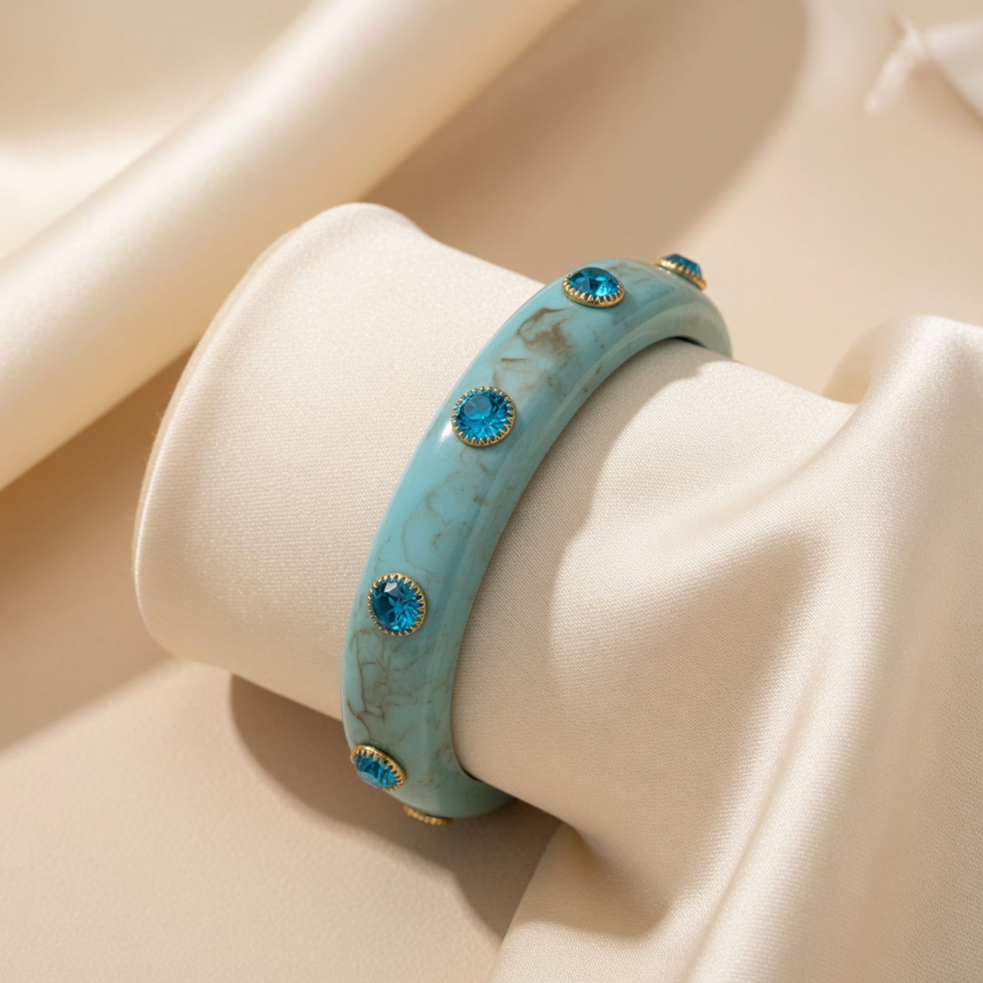 Marble Acrylic Bangle Bracelet Rhinestone