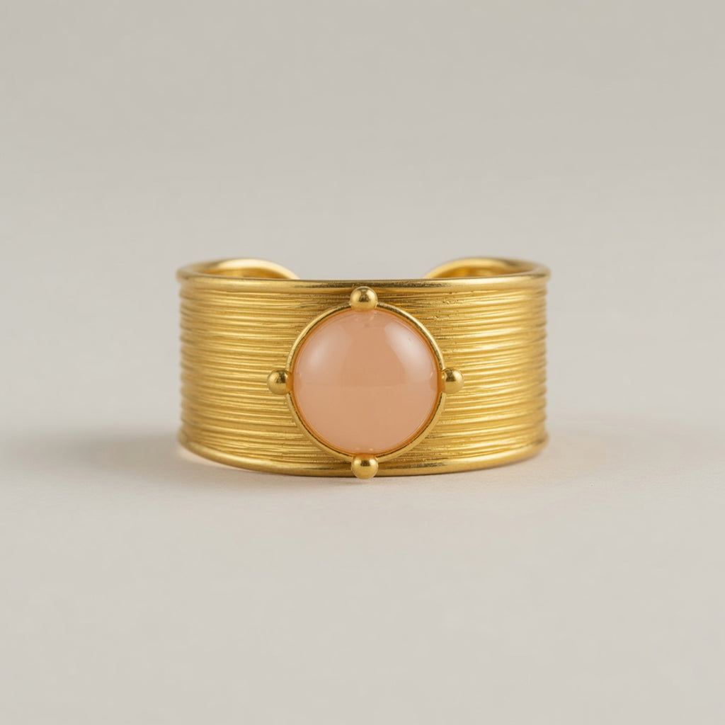 Geometric Adjustable Ring Natural Stone