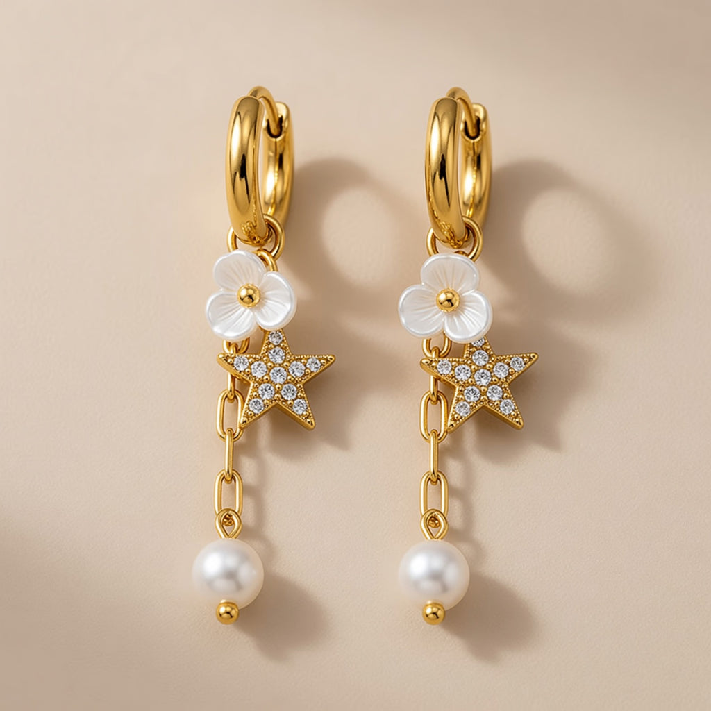 Gold Plated Baroque Pearl Drop Earrings
