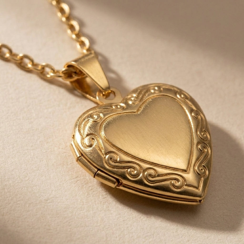 Vintage Swirl Heart Locket Necklace